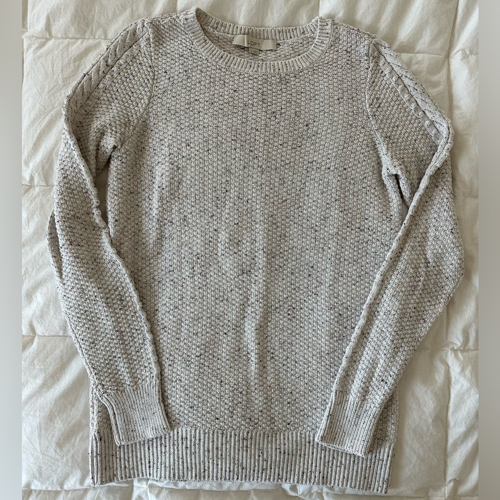 LOFT Light Gray Crew Neck Sweater
